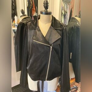 NWT LC Lauren Conrad Black Velvet Zippered Jacket/Blazer, Size Large